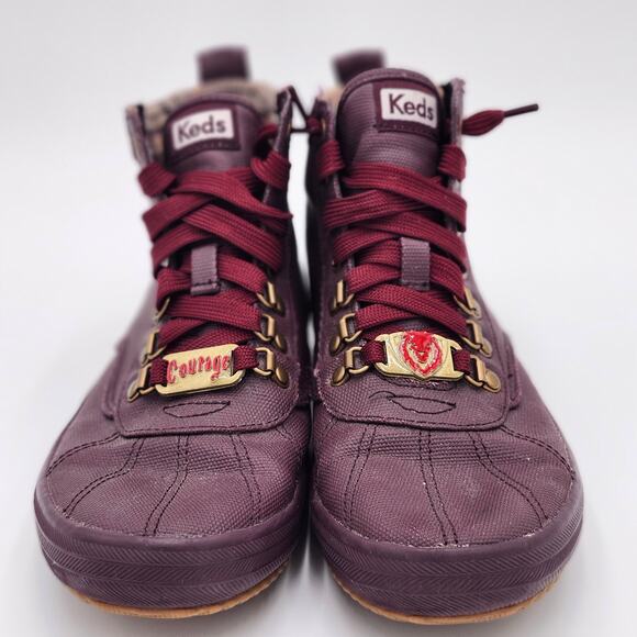 Keds Scout Fabric Lined Waxed Rain Ankle Bootie Burgundy Sneakers Size 7.5 S0048 - Picture 3 of 13